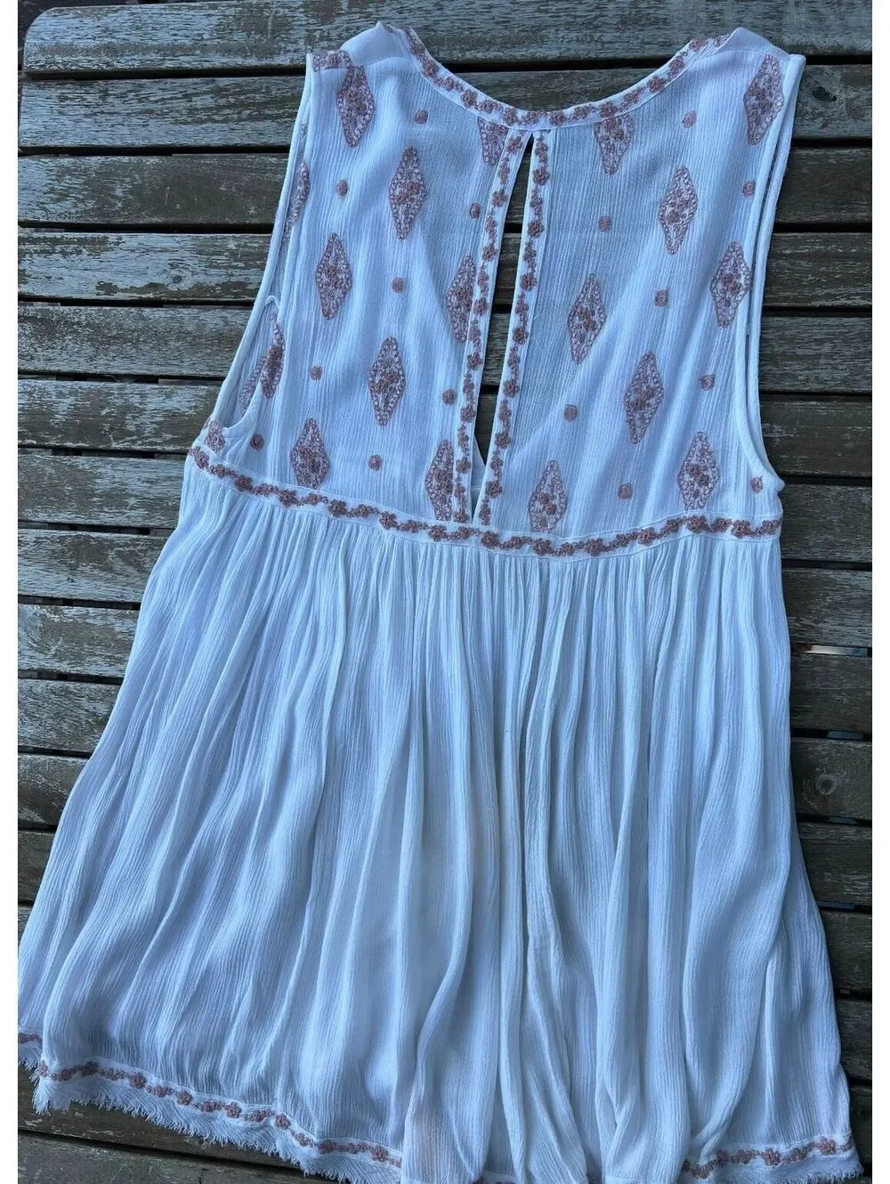 Free People Sleeveless Diamond Embroidered white top - Picture 3 of 8